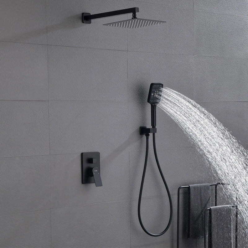 2 Way Wall-Mounted Shower Faucet Set for Bathroom with 10-inch rain shower head & 3 Modes Handheld Shower, Matte Black shamanda-10-inch-shower-system-matte-black 