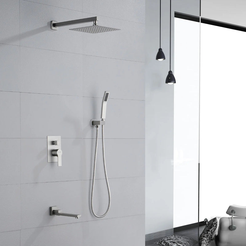3-Function Concealed Shower Mixer with 10-Inch Rainfall Shower Head, High Pressure Handheld Shower & Tub Spout - Matte Black, Brushed Nickel, Brushed Gold 3-way-mixer-10-rainfall-shower-head-faucet-tub-spout-tap-with-handheld-spray 