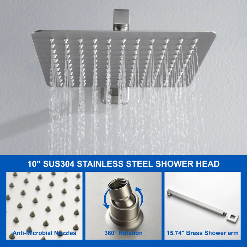 3-Function Concealed Shower Mixer with 10-Inch Rainfall Shower Head, High Pressure Handheld Shower & Tub Spout - Matte Black, Brushed Nickel, Brushed Gold 3-way-mixer-10-rainfall-shower-head-faucet-tub-spout-tap-with-handheld-spray 