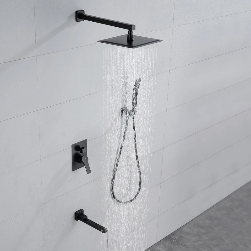 3-Function Concealed Shower Mixer with 10-Inch Rainfall Shower Head, High Pressure Handheld Shower & Tub Spout - Matte Black, Brushed Nickel, Brushed Gold 3-way-mixer-10-rainfall-shower-head-faucet-tub-spout-tap-with-handheld-spray 