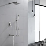 3-Function Concealed Shower Mixer with 10-Inch Rainfall Shower Head, High Pressure Handheld Shower & Tub Spout - Matte Black, Brushed Nickel, Brushed Gold 3-way-mixer-10-rainfall-shower-head-faucet-tub-spout-tap-with-handheld-spray Brushed Nickel / 10 inch Shower Head / Brass