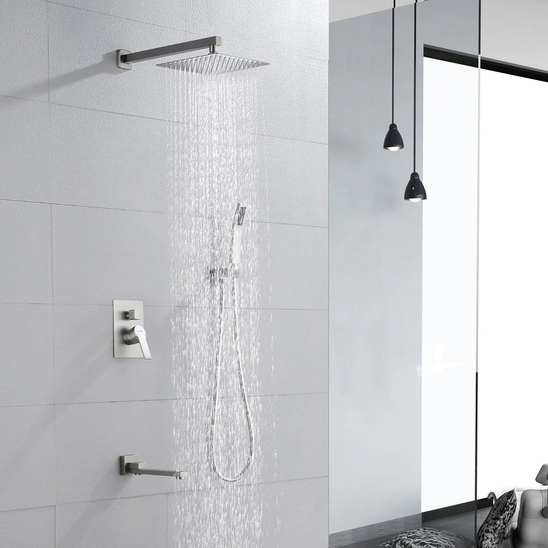 3-Function Concealed Shower Mixer with 10-Inch Rainfall Shower Head, High Pressure Handheld Shower & Tub Spout - Matte Black, Brushed Nickel, Brushed Gold 3-way-mixer-10-rainfall-shower-head-faucet-tub-spout-tap-with-handheld-spray 