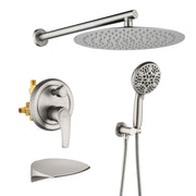 3-Function Wall Mounted Shower Faucet Set for Bathroom with High Pressure 10" Stainless Steel Rain Shower head and 7-Mode Handheld Shower Set 3-function-wall-mount-shower-faucet-set Brushed Nickel / Brass & SUS304 &ABS