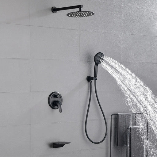 3-Function Wall Mounted Shower Faucet Set for Bathroom with High Pressure 10" Stainless Steel Rain Shower head and 7-Mode Handheld Shower Set 3-function-wall-mount-shower-faucet-set 