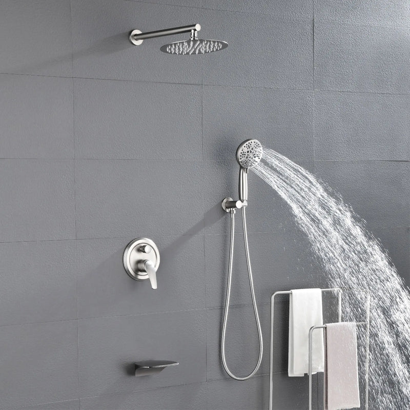 3-Function Wall Mounted Shower Faucet Set for Bathroom with High Pressure 10" Stainless Steel Rain Shower head and 7-Mode Handheld Shower Set 3-function-wall-mount-shower-faucet-set 