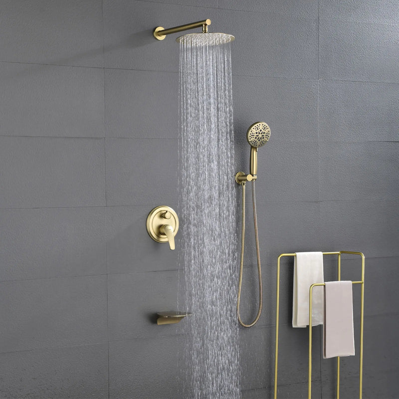 3-Function Wall Mounted Shower Faucet Set for Bathroom with High Pressure 10" Stainless Steel Rain Shower head and 7-Mode Handheld Shower Set 3-function-wall-mount-shower-faucet-set 