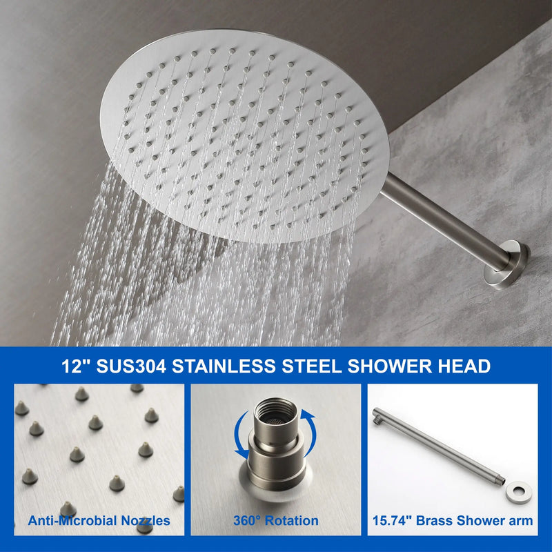 3-Function Wall Mounted Shower Faucet Set for Bathroom with High Pressure 10" Stainless Steel Rain Shower head and 7-Mode Handheld Shower Set 3-function-wall-mount-shower-faucet-set 
