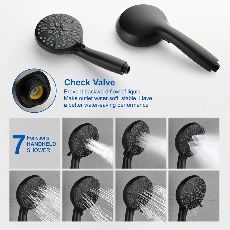 3-Function Wall Mounted Shower Faucet Set for Bathroom with High Pressure 10" Stainless Steel Rain Shower head and 7-Mode Handheld Shower Set 3-function-wall-mount-shower-faucet-set 