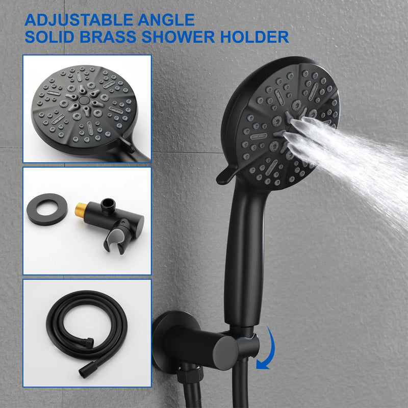 3-Function Wall Mounted Shower Faucet Set for Bathroom with High Pressure 10" Stainless Steel Rain Shower head and 7-Mode Handheld Shower Set 3-function-wall-mount-shower-faucet-set 