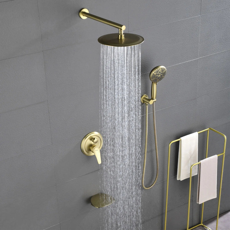 3-Function Wall Mounted Shower Faucet Set for Bathroom with High Pressure 10" Stainless Steel Rain Shower head and 7-Mode Handheld Shower Set 3-function-wall-mount-shower-faucet-set 