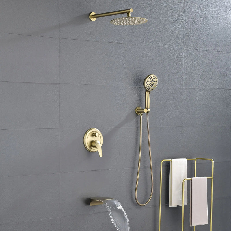 3-Function Wall Mounted Shower Faucet Set for Bathroom with High Pressure 10" Stainless Steel Rain Shower head and 7-Mode Handheld Shower Set 3-function-wall-mount-shower-faucet-set 