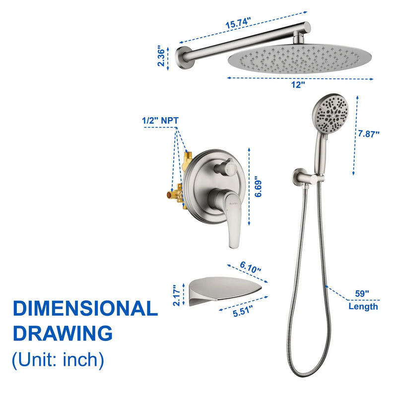 3-Function Wall Mounted Shower Faucet Set for Bathroom with High Pressure 10" Stainless Steel Rain Shower head and 7-Mode Handheld Shower Set 3-function-wall-mount-shower-faucet-set 