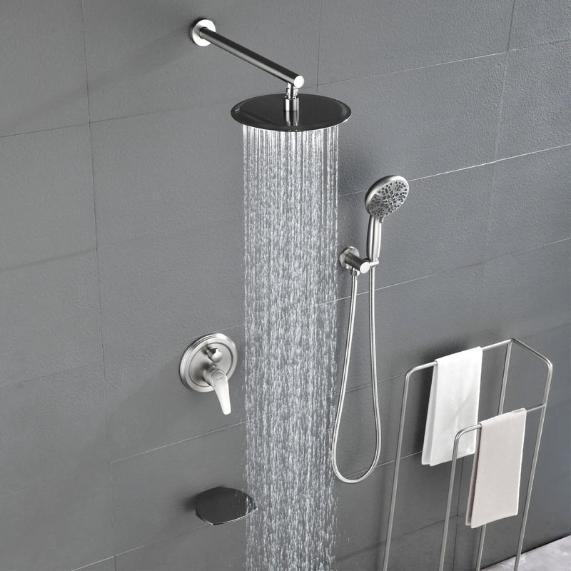 3-Function Wall Mounted Shower Faucet Set for Bathroom with High Pressure 10" Stainless Steel Rain Shower head and 7-Mode Handheld Shower Set 3-function-wall-mount-shower-faucet-set 