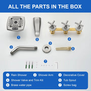 3-Handle Tub Shower Trim Kit with Rough-in Valve, 5 Settings Headshower Faucet Set with Tub Spout 3-handle-tub-shower-trim-kit-with-rough-in-valve-5-settings-headshower-faucet-set-with-tub-spout 