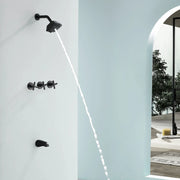 3-Handle Tub Shower Trim Kit with Rough-in Valve, 5 Settings Headshower Faucet Set with Tub Spout 3-handle-tub-shower-trim-kit-with-rough-in-valve-5-settings-headshower-faucet-set-with-tub-spout Matte Black / Brass & SUS304 & ABS / 15.55*9.06*5.31inches