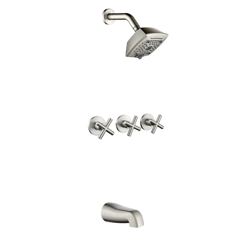 3-Handle Tub Shower Trim Kit with Rough-in Valve, 5 Settings Headshower Faucet Set with Tub Spout 3-handle-tub-shower-trim-kit-with-rough-in-valve-5-settings-headshower-faucet-set-with-tub-spout 