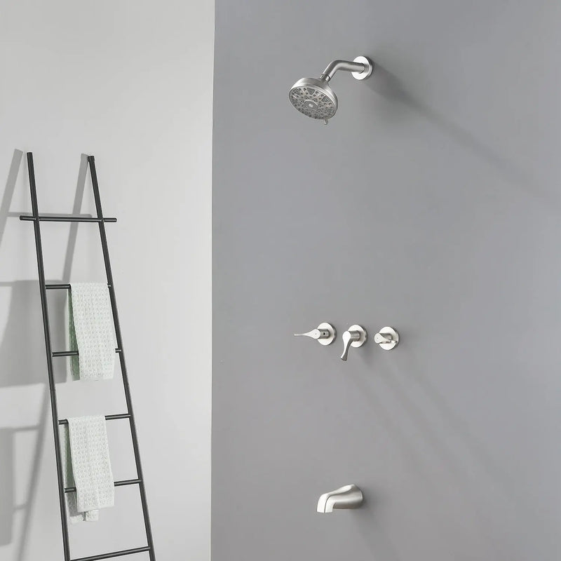3-Handle Tub & Shower Trim with Tub Spout Wall Mounted 6-Spray 5-Inch Round Bathtub and Shower Faucet For Bathroom 3-handle-tub-shower-trim-with-tub-spout-wall-mounted-6-spray-5-inch-round-bathtub-and-shower-faucet-for-bathroom 