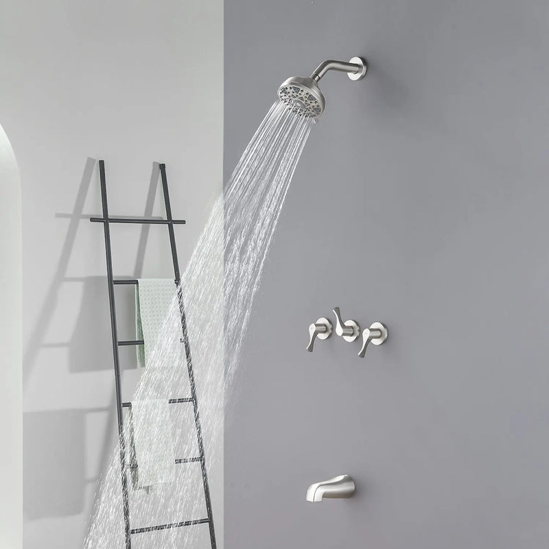 3-Handle Tub & Shower Trim with Tub Spout Wall Mounted 6-Spray 5-Inch Round Bathtub and Shower Faucet For Bathroom 3-handle-tub-shower-trim-with-tub-spout-wall-mounted-6-spray-5-inch-round-bathtub-and-shower-faucet-for-bathroom 