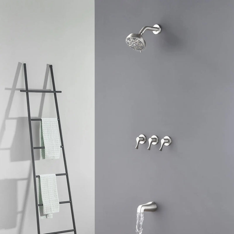 3-Handle Tub & Shower Trim with Tub Spout Wall Mounted 6-Spray 5-Inch Round Bathtub and Shower Faucet For Bathroom 3-handle-tub-shower-trim-with-tub-spout-wall-mounted-6-spray-5-inch-round-bathtub-and-shower-faucet-for-bathroom 