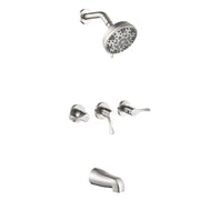 3-Handle Tub & Shower Trim with Tub Spout Wall Mounted 6-Spray 5-Inch Round Bathtub and Shower Faucet For Bathroom 3-handle-tub-shower-trim-with-tub-spout-wall-mounted-6-spray-5-inch-round-bathtub-and-shower-faucet-for-bathroom Brushed Nickel / Brass & SUS304 & ABS / 17.3*10.1*5.4 inch