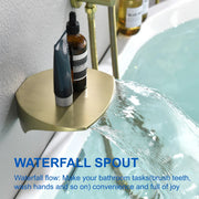 3-Hole Tub Faucet with 7-setting ABS Handheld Shower Wall Mount Waterfall Tub Filler Trim in Matte Black, Brushed Nickel, Brushed Gold roman-tub-faucet-with-handheld-shower 