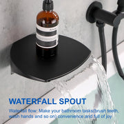 3-Hole Tub Faucet with 7-setting ABS Handheld Shower Wall Mount Waterfall Tub Filler Trim in Matte Black, Brushed Nickel, Brushed Gold roman-tub-faucet-with-handheld-shower 