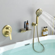 3-Hole Tub Faucet with 7-setting ABS Handheld Shower Wall Mount Waterfall Tub Filler Trim in Matte Black, Brushed Nickel, Brushed Gold roman-tub-faucet-with-handheld-shower 