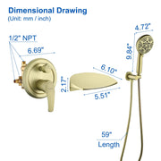 3-Hole Tub Faucet with 7-setting ABS Handheld Shower Wall Mount Waterfall Tub Filler Trim in Matte Black, Brushed Nickel, Brushed Gold roman-tub-faucet-with-handheld-shower 
