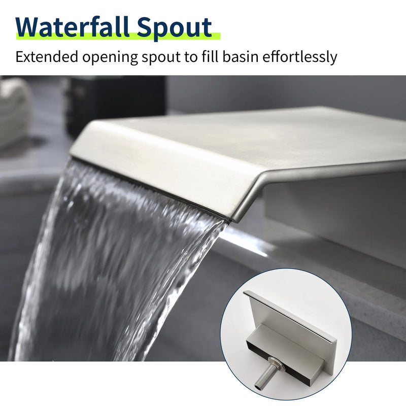 3-Hole Widespread Waterfall Bathroom Faucets Two Handle 8-Inch Lavatory Faucet With Supply Lines Faucet For Sink modern-two-handle-waterfall-8-inch-widespread-3-hole-bathroom-faucet-for-sink 