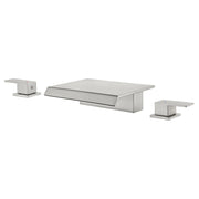 3-Hole Widespread Waterfall Bathroom Faucets Two Handle 8-Inch Lavatory Faucet With Supply Lines Faucet For Sink modern-two-handle-waterfall-8-inch-widespread-3-hole-bathroom-faucet-for-sink Brushed Nickel / Brass & SUS304 / 17.7*9.3*3.5inches