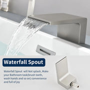 3-Holes Deck-Mount Tub Filler Trim Brass 1-Handle Waterfall Roman Tub Faucet with Hand Sprayer in Matte Black | Brushed Nickel | Brushed Gold brass-1-handle-deck-mounted-waterfall-roman-tub-faucet-with-sprayer-3-hole 