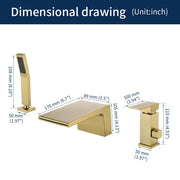 3-Holes Deck-Mount Tub Filler Trim Brass 1-Handle Waterfall Roman Tub Faucet with Hand Sprayer in Matte Black | Brushed Nickel | Brushed Gold brass-1-handle-deck-mounted-waterfall-roman-tub-faucet-with-sprayer-3-hole 