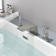 3-Holes Deck-Mount Tub Filler Trim Brass 1-Handle Waterfall Roman Tub Faucet with Hand Sprayer in Matte Black | Brushed Nickel | Brushed Gold brass-1-handle-deck-mounted-waterfall-roman-tub-faucet-with-sprayer-3-hole 