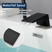 3-Holes Deck-Mount Tub Filler Trim Brass 1-Handle Waterfall Roman Tub Faucet with Hand Sprayer in Matte Black | Brushed Nickel | Brushed Gold brass-1-handle-deck-mounted-waterfall-roman-tub-faucet-with-sprayer-3-hole 