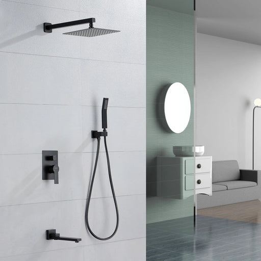 3-Way Bath and Shower Faucet 12" Rainfall Shower Head Faucet with Handheld Spray & 180 Degree Swivel Tub Spout Tap 3-way-mixer-12-rainfall-shower-head-faucet-tub-spout-tap-with-handheld-spray 