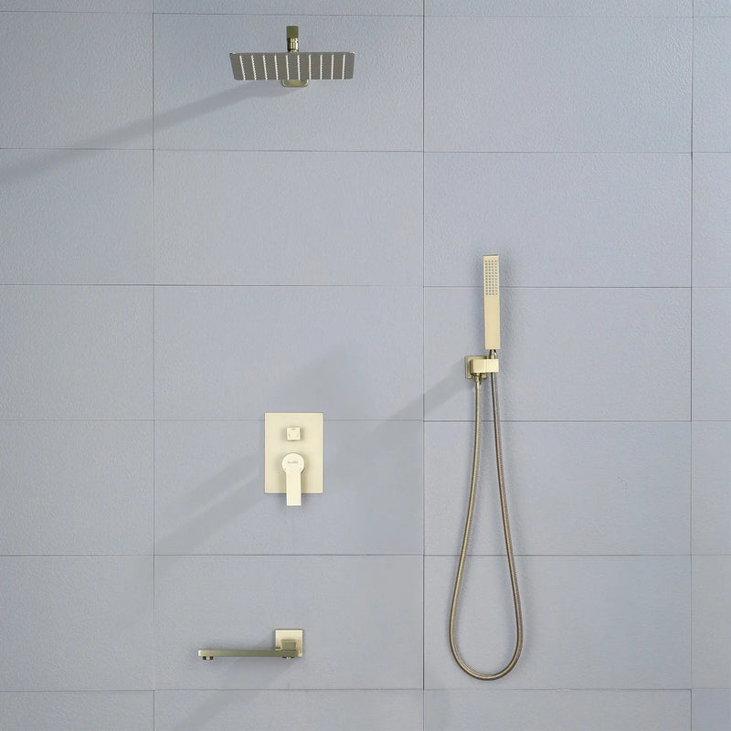 3-Way Bath and Shower Faucet 12" Rainfall Shower Head Faucet with Handheld Spray & 180 Degree Swivel Tub Spout Tap 3-way-mixer-12-rainfall-shower-head-faucet-tub-spout-tap-with-handheld-spray 