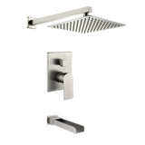 Wall Mounted Rainfall Bathroom Shower System 10 Inch square Rain Shower Head with Waterfall Spout