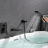 3 Piece Waterfall Wall Mount Bath Tub Filler Faucet with 3 Setting Handheld Sprayer