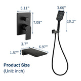 3 Piece Waterfall Wall Mount Bath Tub Filler Faucet with 3 Setting Handheld Sprayer