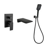 3 Piece Waterfall Wall Mount Bath Tub Filler Faucet with 3 Setting Handheld Sprayer