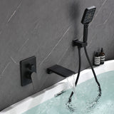 3 Piece Waterfall Wall Mount Bath Tub Filler Faucet with 3 Setting Handheld Sprayer