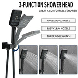 3 Piece Waterfall Wall Mount Bath Tub Filler Faucet with 3 Setting Handheld Sprayer