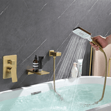 3 Piece Waterfall Wall Mount Bath Tub Filler Faucet with 3 Setting Handheld Sprayer