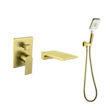 3 Piece Waterfall Wall Mount Bath Tub Filler Faucet with 3 Setting Handheld Sprayer