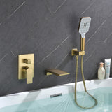 3 Piece Waterfall Wall Mount Bath Tub Filler Faucet with 3 Setting Handheld Sprayer