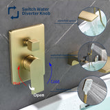 3 Piece Waterfall Wall Mount Bath Tub Filler Faucet with 3 Setting Handheld Sprayer