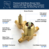 3 Piece Waterfall Wall Mount Bath Tub Filler Faucet with 3 Setting Handheld Sprayer