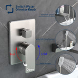 3 Piece Waterfall Wall Mount Bath Tub Filler Faucet with 3 Setting Handheld Sprayer