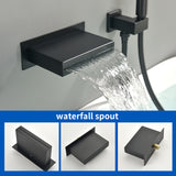 Single Handle Wall Mount Bathtub Faucet with 3 Modes Shower Head & Waterfall Spout