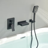 Single Handle Wall Mount Bathtub Faucet with 3 Modes Shower Head & Waterfall Spout